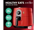 5-Star Chef 3L Air Fryer Low Fat Oil Free Rapid Deep Cooker Kitchen Recipe Red