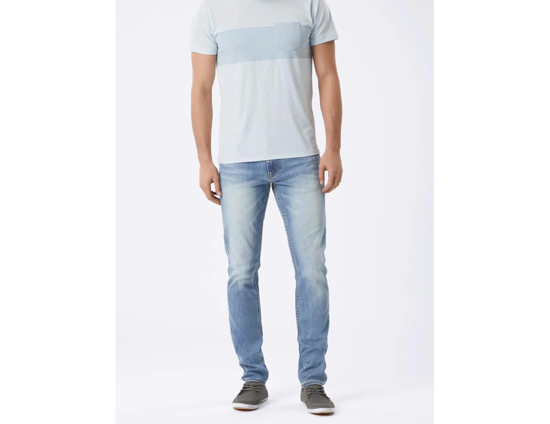 Jeanswest Mens Slim Tapered Jeans Ice Blue