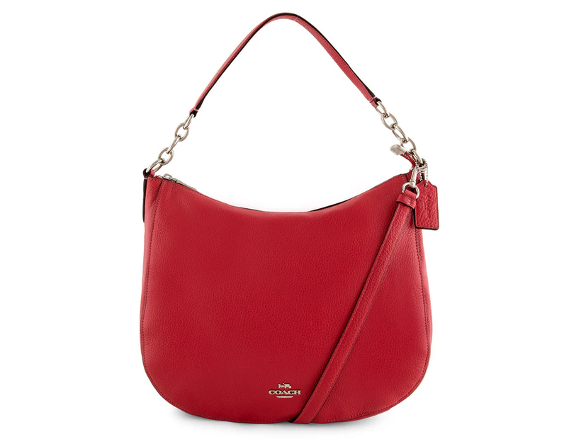 Coach Pebbled Leather Elle Hobo - Bright Red