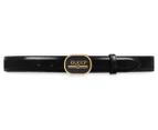 Gucci Men's Leather Belt w/ Gucci Print Buckle - Black