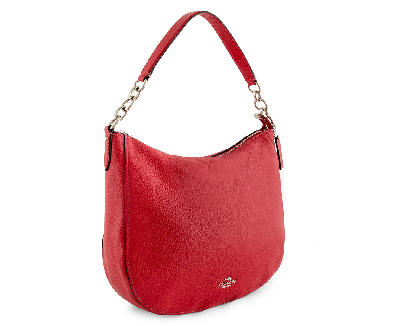 Coach Pebbled Leather Elle Hobo Bright Red Catch .nz