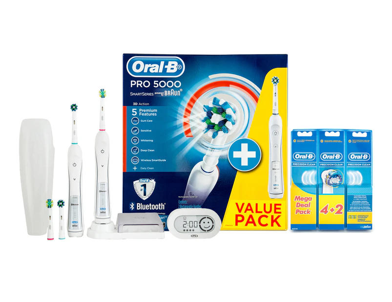 Oral-B Pro 5000 SmartSeries Electric Toothbrush Value Pack + BONUS Brush Heads 6pk