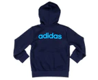 Adidas Boys' Essentials Linear Full Zip Hoodie - Navy/Shock Cyan