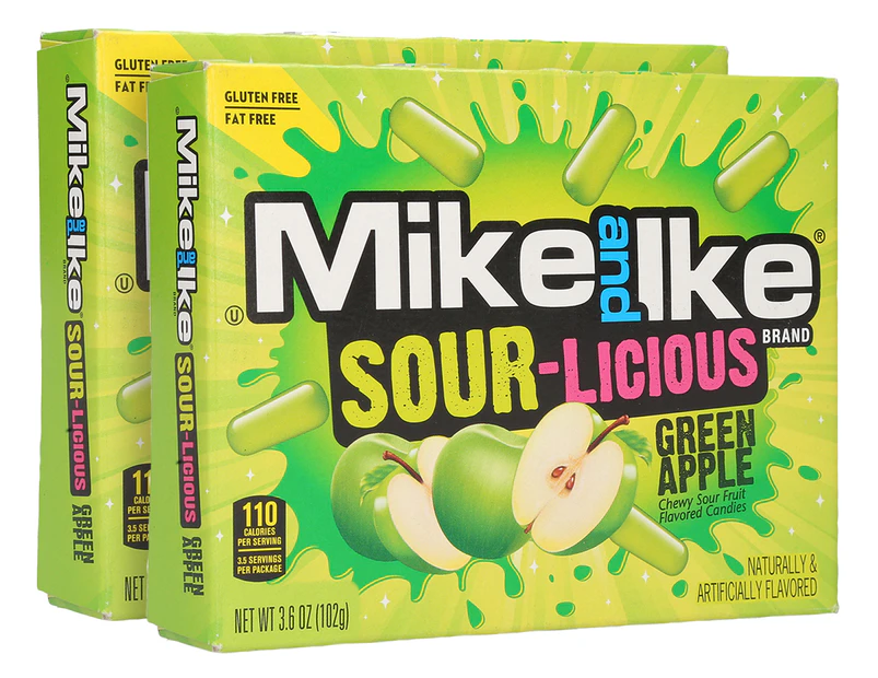 2 x Mike & Ike Sour-Licious Green Apple 102g