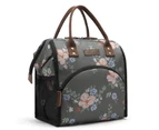 LOKASS Women's Lunch Bag-Grey flower
