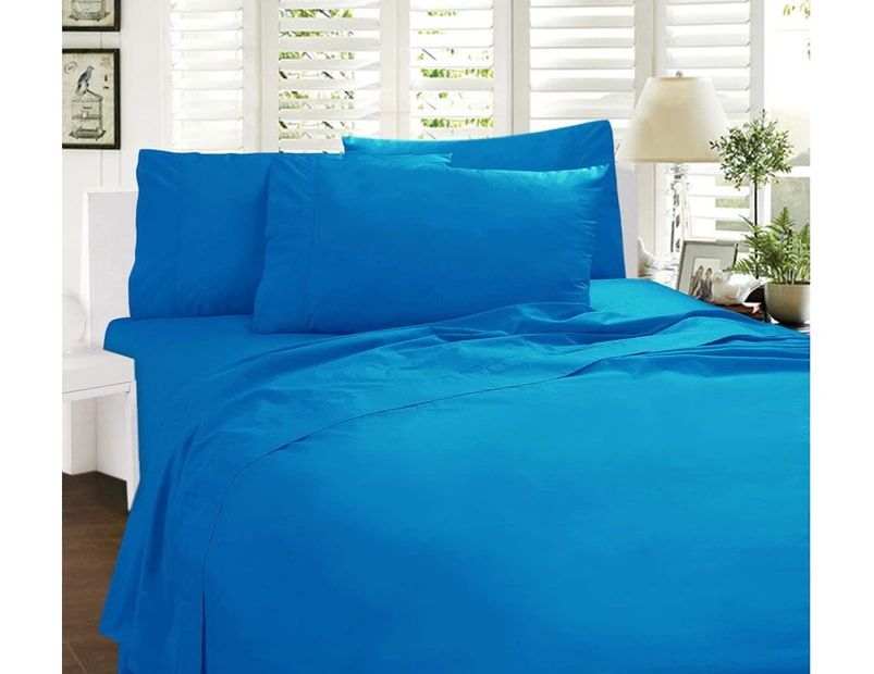 Percale Fitted Sheet Set Fitted with 38cm Wall Aqua