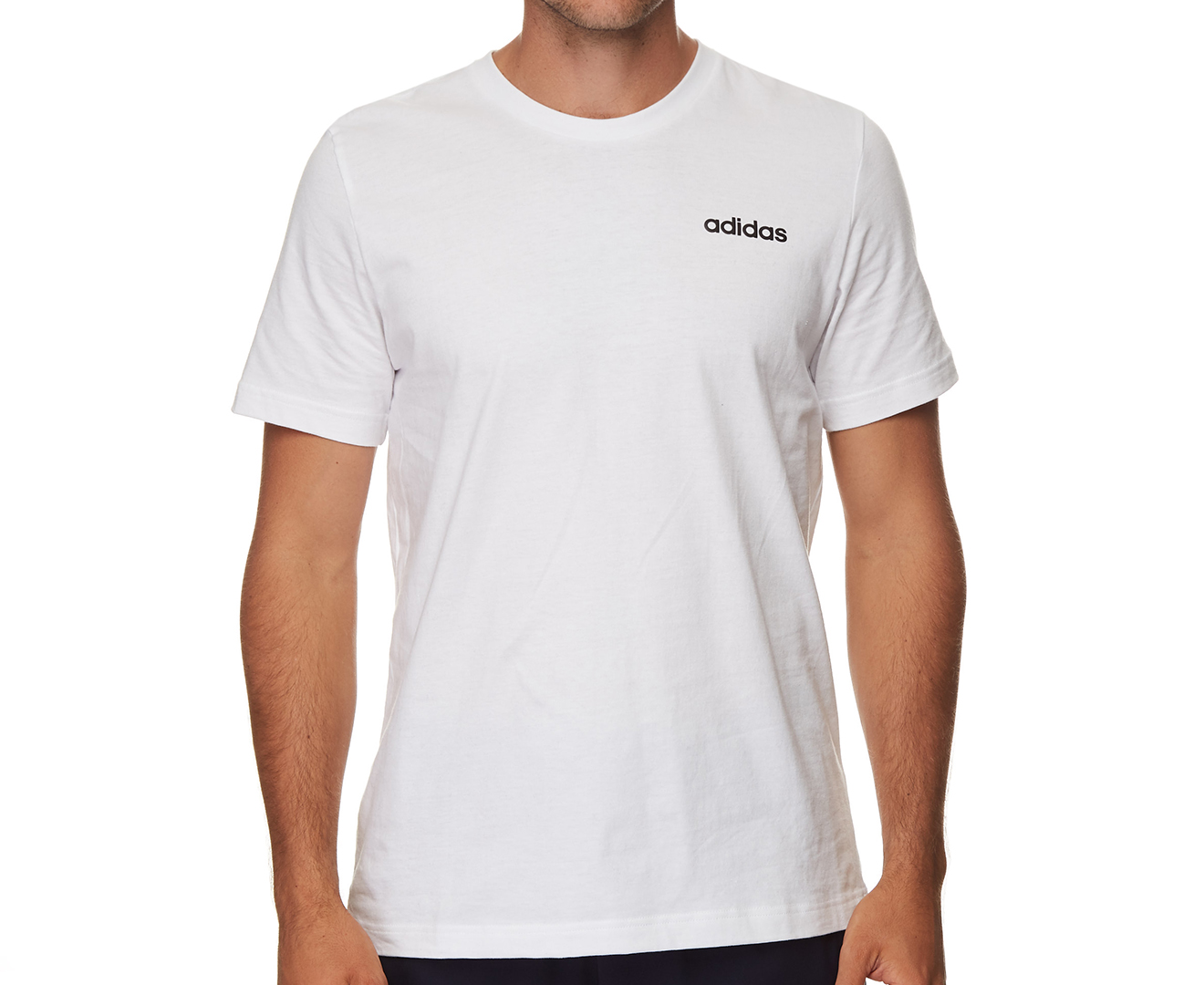Adidas Men's Essentials Plain Tee / T-Shirt / Tshirt - White | Scoopon