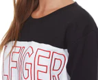 Tommy Hilfiger Women's Crew Neck Logo Sweater - Ash Heather/White/Black