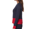 Tommy Hilfiger Women's Crew Neck Sweater w/ Track Stripe - Navy/Red