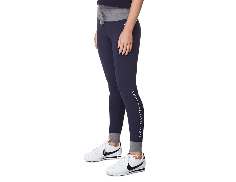 Tommy Hilfiger Women's Mid Rise Logo Legging - Navy/Grey