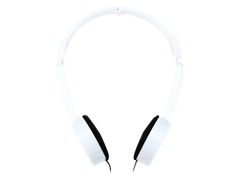 Retractable Foldable Kids Headband Earphone Headphones Headset with Mic Stereo Bass-White