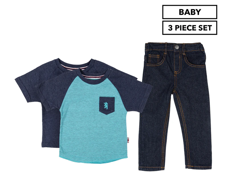 English Laundry Baby Henley T-Shirt & Pant 3-Piece Set - Navy