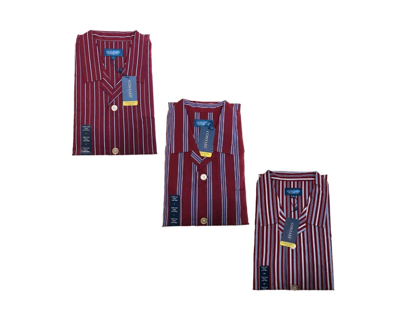 Contare Cotton Pyjamas Long Sleeve Shirt & Pants Set - Red Stripe