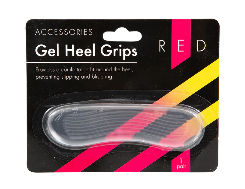 Gel Heel Grip Foot Care Comfort Insert Red - Clear