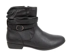Rianna Obsessed Womens Low Flat Ankle Boot Spendless Shoes - Black
