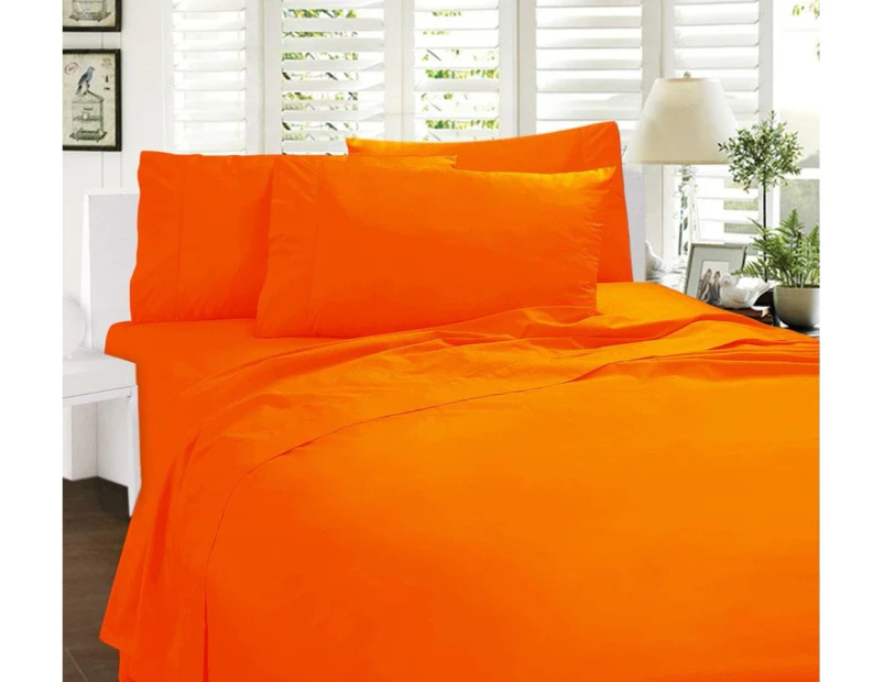 Percale Fitted Sheet Set Fitted with 38cm Wall Orange