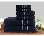 7 Piece Luxury Stripe 100% Cotton Towel Set 650GSM in Sailor Blue