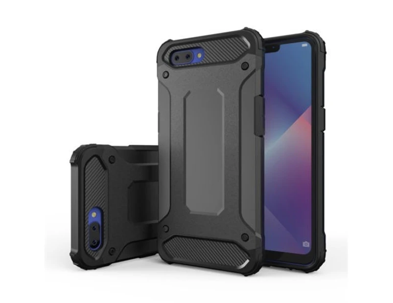 Black For Oppo AX7 Deluxe SHOCK-ABSORBERS Hybrid Dual layer Case TPU Shock Proof Cover