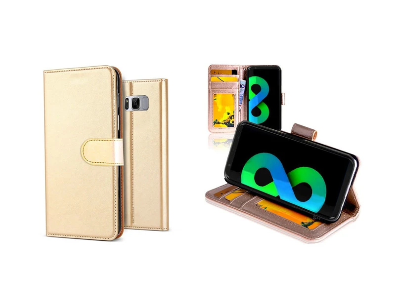 Gold New Wallet Leather Case Cover - Samsung Galaxy S10