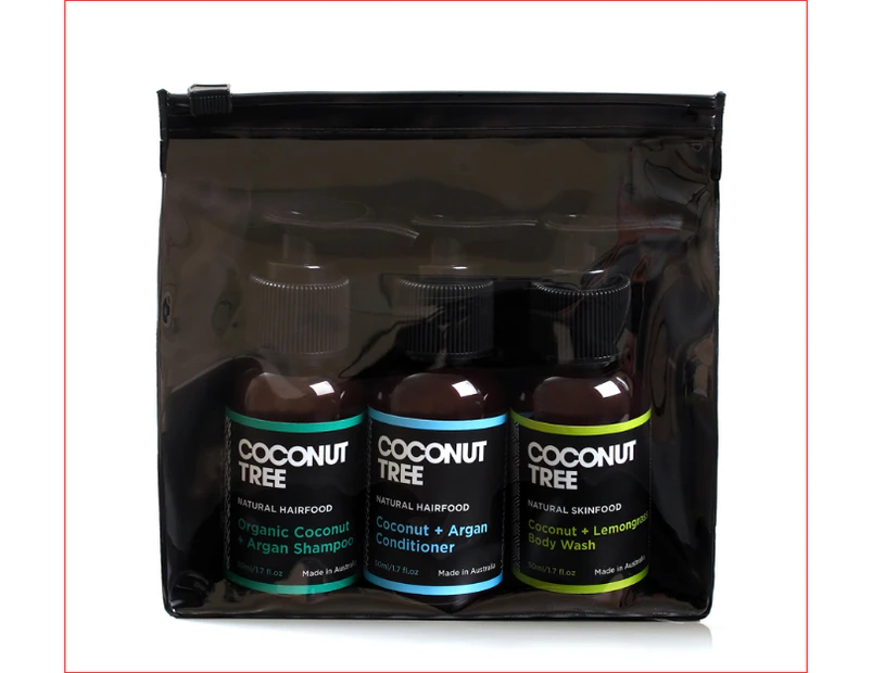 Coconut Tree Get Set Travel Pack -Argan Shampoo , Argan Conditioner, Lemongrass Body Wash.
