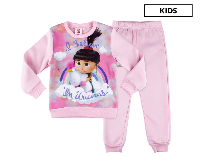 Despicable Me Girls' I Believe In Unicorns Jogging Suit - Light Pink