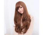 Long Wavy Curly Full Hair Wigs w Side Bangs Cosplay Costume Fancy Anime Womens - Dark Brown