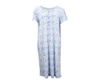 Women's 100% Cotton Short Sleeve Nightie Gown Night Sleepwear PJ Pyjamas Pajamas - Pink (A)