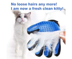 Pet Hair Remover Grooming Glove Deshedding Brush Right Hand-Blue