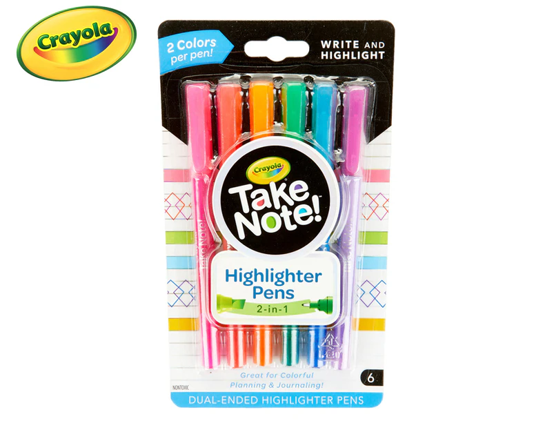 Crayola Take Note Dual Tip Highlighter Pens 6-Pack - Multi