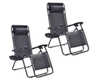 Zero Gravity Reclining Lounge with Tray Portable Outdoor Sun Lounge Beach Camping Chair