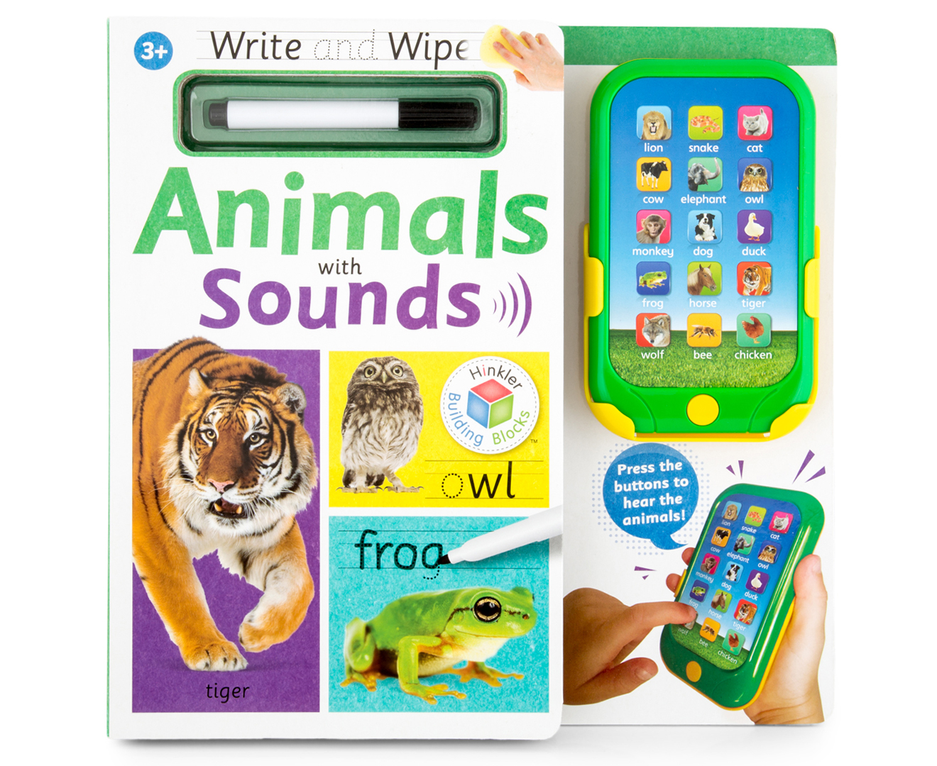 Write & Wipe Animals With Sounds Hardcover Book | Catch.com.au