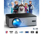 FLOUREON Portable Home Movie Projector 20DB Quiet 1080P Support VGA USB AV SD HDMI TV(AU Stock)-Black