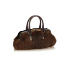 Pre-Loved: Gucci Fur Bamboo Frame Handbag