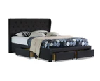 Istyle Wimbledon Queen Drawer Storage Bed Frame Fabric Charcoal