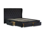 Istyle Wimbledon Double Drawer Storage Bed Frame Fabric Charcoal