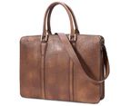 NiceEbag 13.3 Inch Genuine Leather Laptop Shoulder Bag-Brown