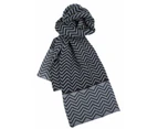 Dents Zig Zag Two-Tone Knit Scarf Warm Winter - Black/Charcoal
