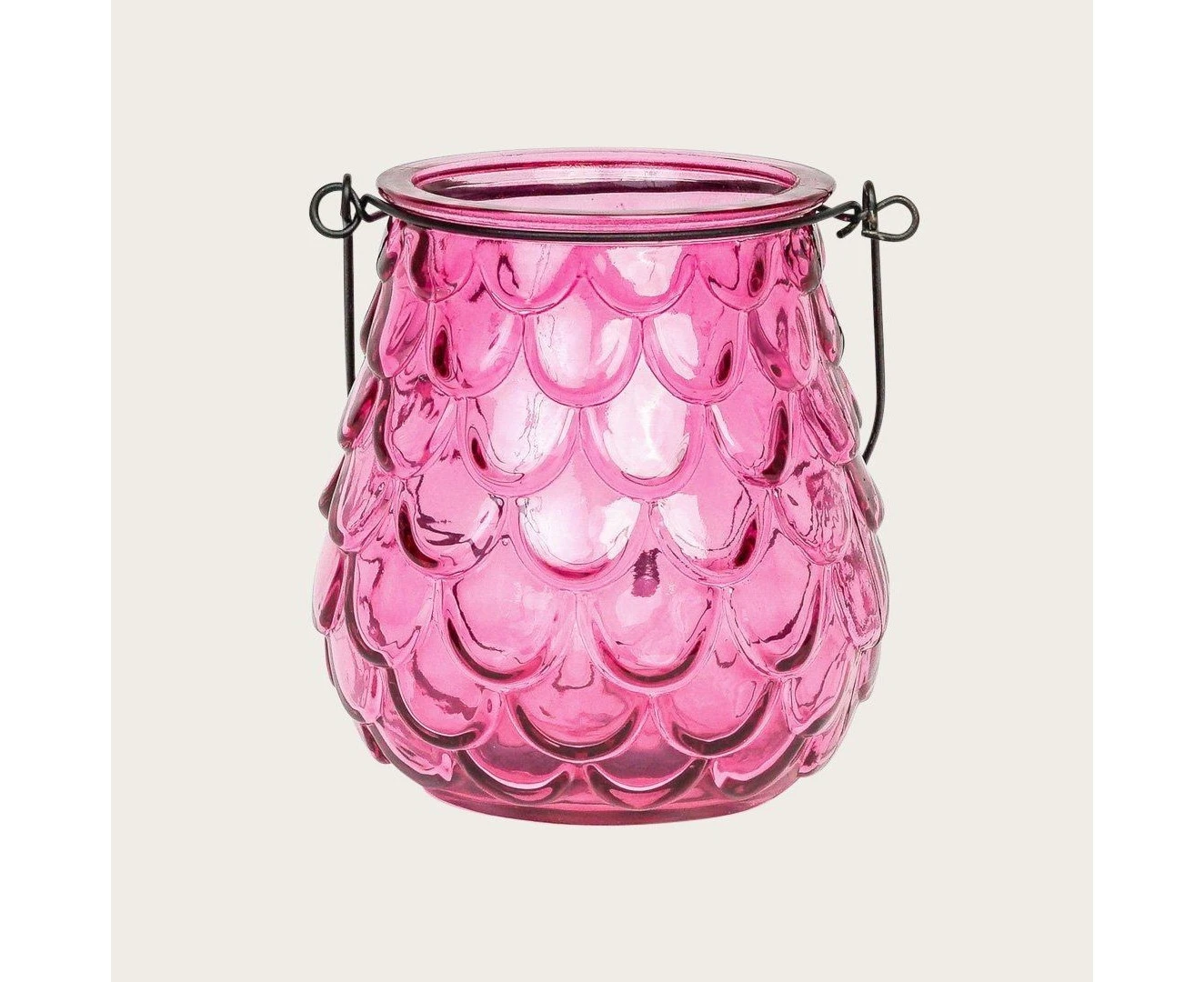 Caressa Glass Candle Holder in Pink