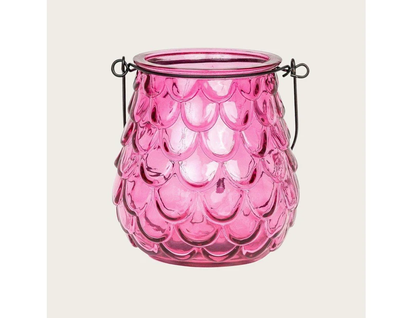 Caressa Glass Candle Holder in Pink