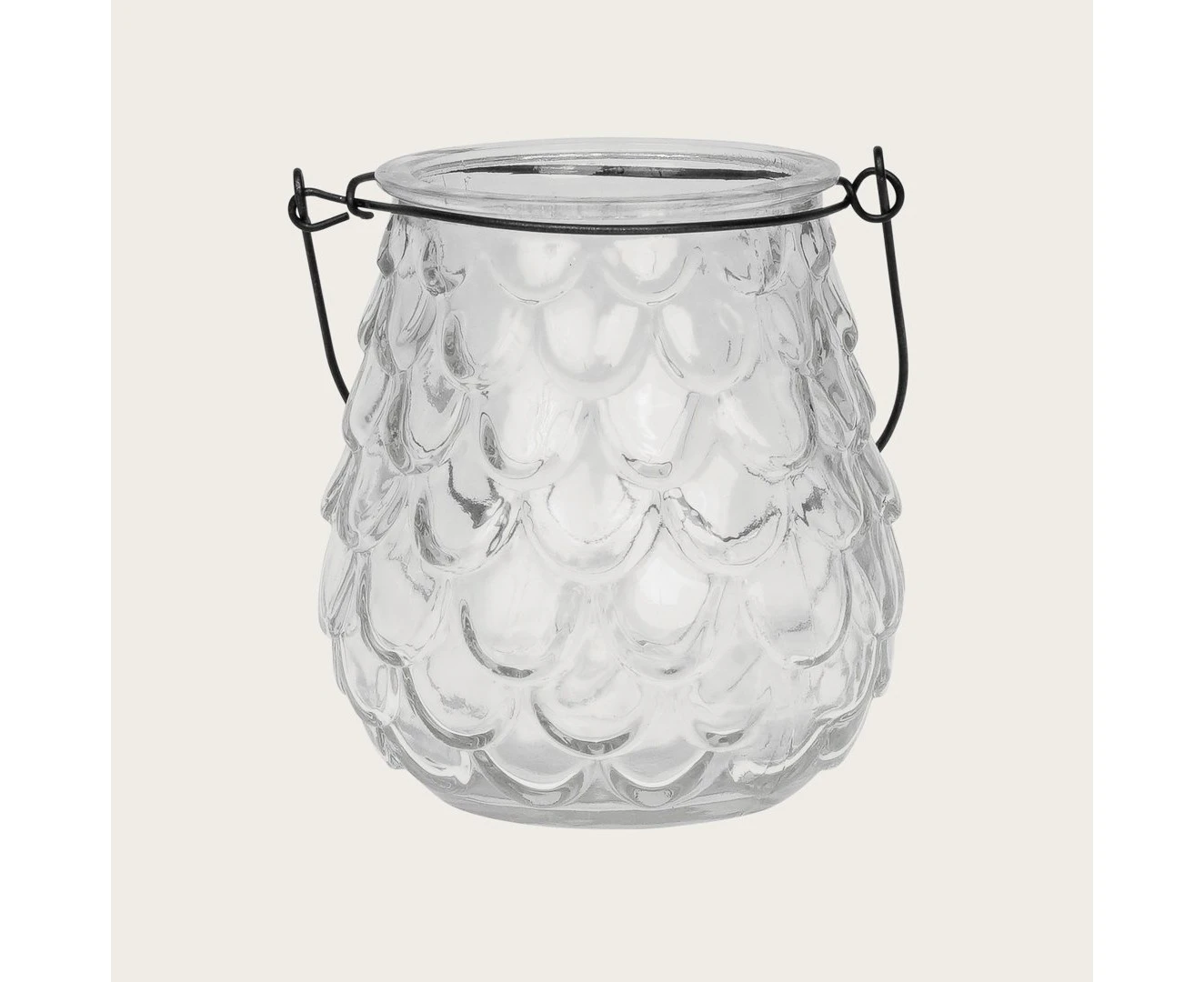 Zoobibi Caressa Glass Votive Candle Holder in Clear with Metal Handle