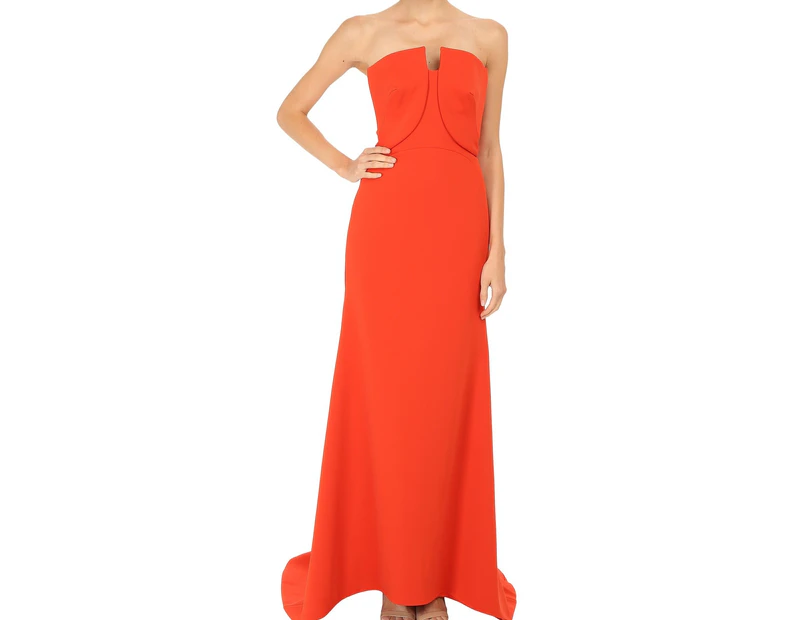 Zac Posen Orange Women's US Size 8 Strapless Fitted Gown Dress