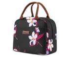 LOKASS Women’s Water-resistant Soft Lunch Bag-Black flower 1