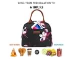 LOKASS Women’s Water-resistant Soft Lunch Bag-Black flower 4