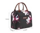 LOKASS Women’s Water-resistant Soft Lunch Bag-Black flower 5