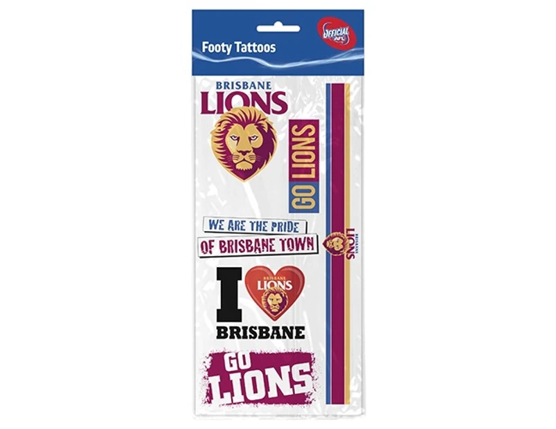 Brisbane Lions AFL Temporary TATTOO Sheet