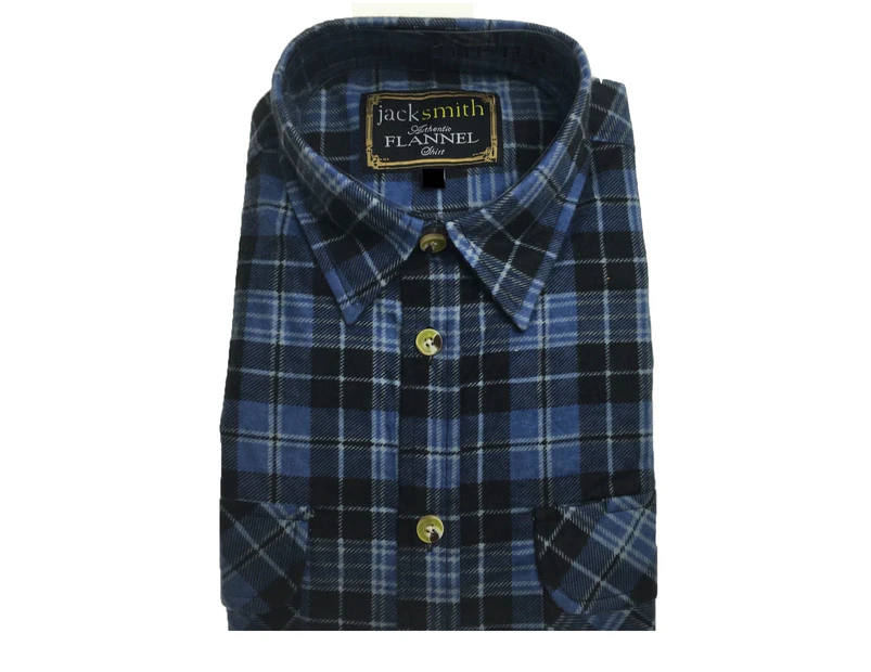 Men's Flannelette Shirt Check Vintage Long Sleeve - 46 (Full Placket)