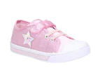 Leomil Girls Frozen Low Lightweight Canvas Plimsoll Trainers - Pink