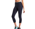 LaSculpte Women’s Tummy Control Slimming Fitness Athletic Workout Sports Running Contrast Trim Capri Yoga Legging With Hidden Pocket - Slate