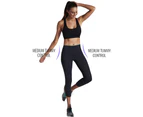 LaSculpte Women’s Tummy Control Slimming Fitness Athletic Workout Sports Running Contrast Trim Capri Yoga Legging With Hidden Pocket - Slate