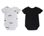 Bonds Baby Wonderbodies Bodysuit 2-Pack - Be Bonds New Grey Marle & Black